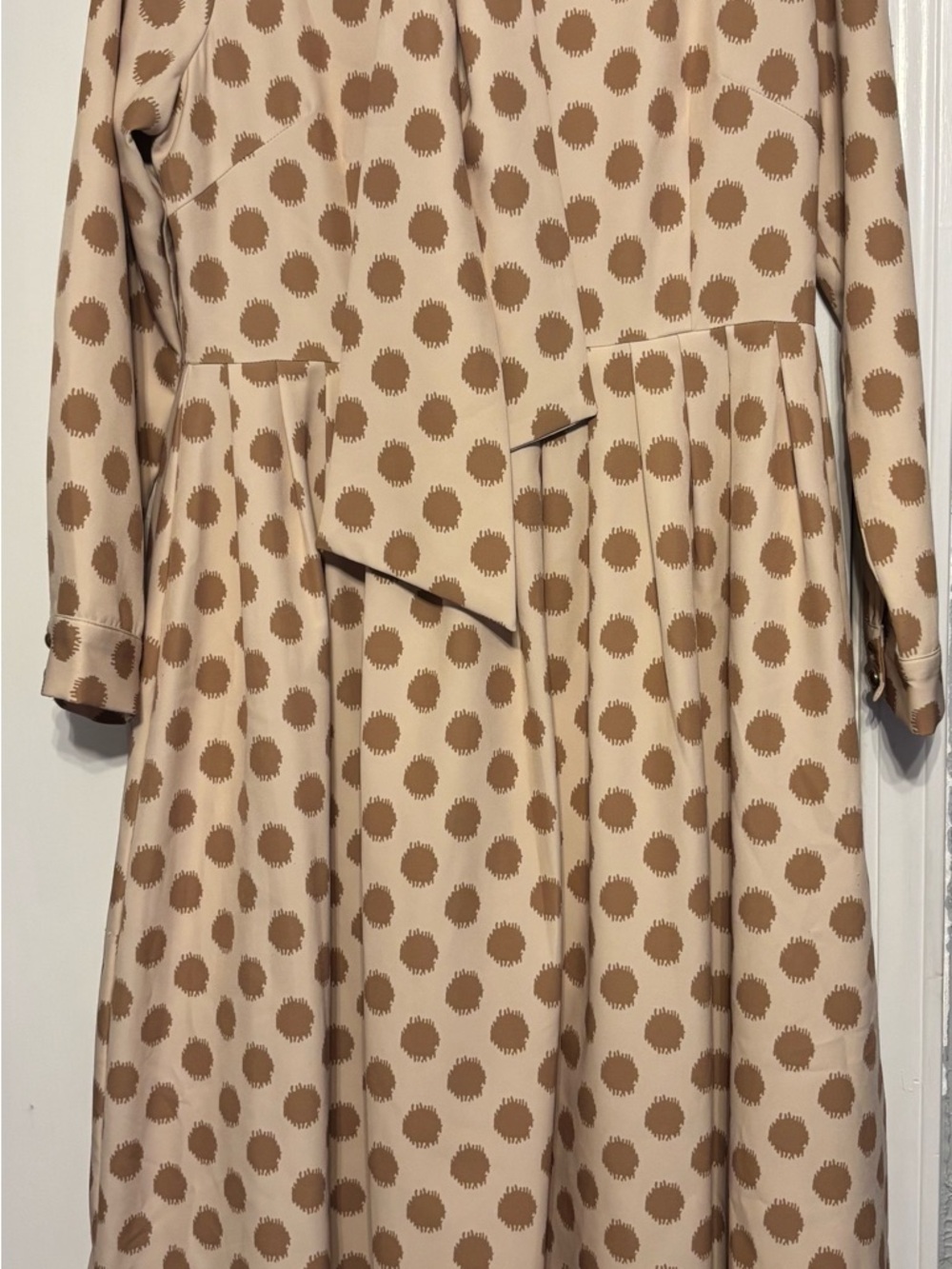 Dainty Jewells Beige Dress with Brown Polka Dot Maxi